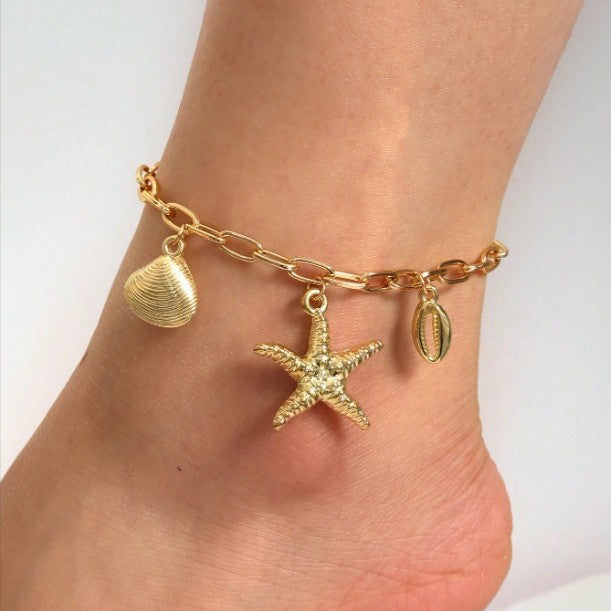 Starfish anklet on white background
