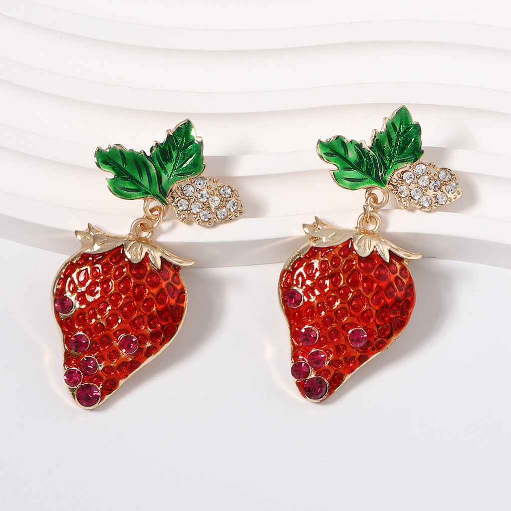 Strawberry Enamel Stud Earrings