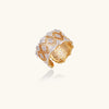 Openwork crystal statement ring in gold-tone
