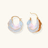 Gold-tone shell hoop earrings with iridescent enamel