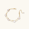 Baroque pearl double-chain bracelet in gold-tone