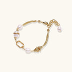 Freshwater pearl chain bracelet in gold-tone