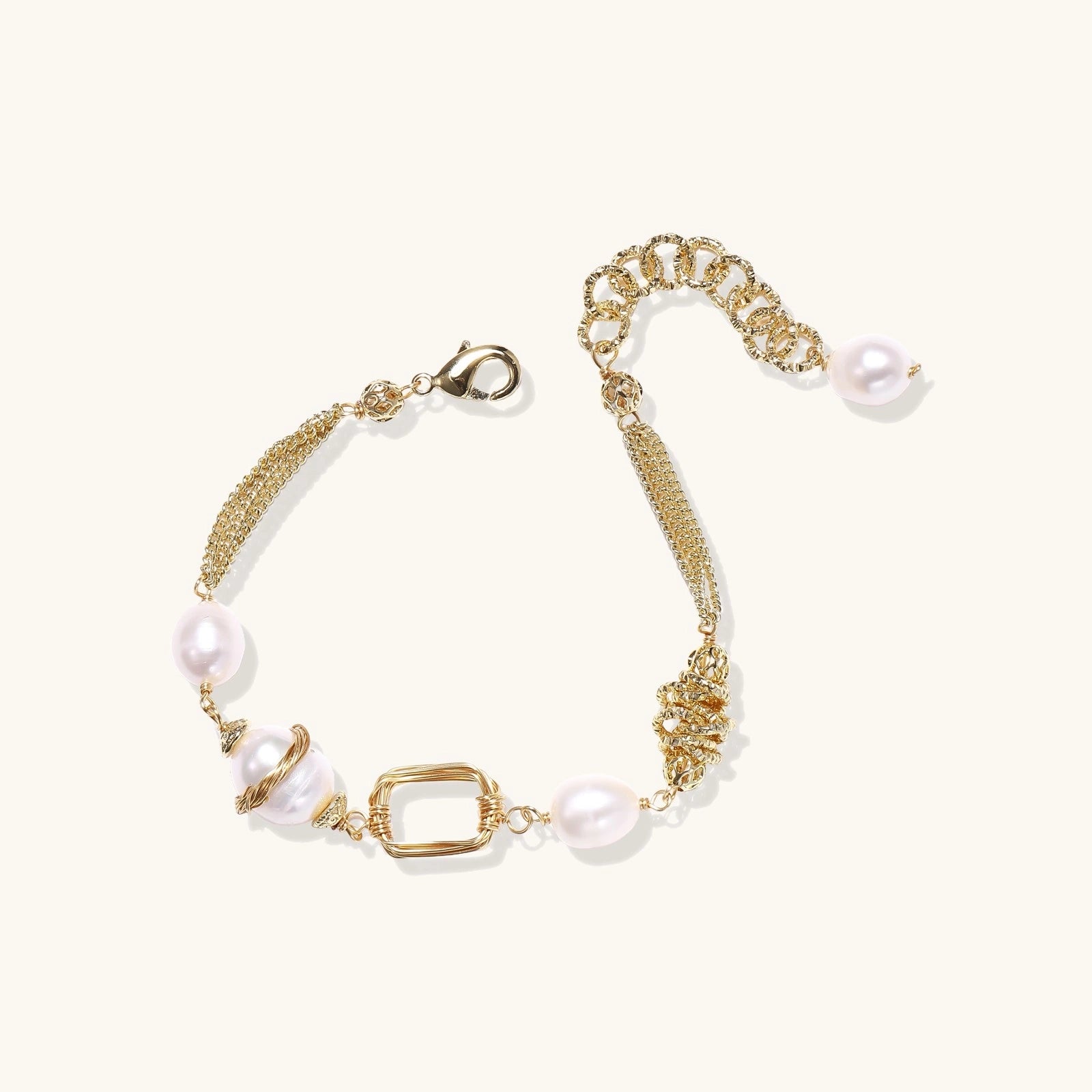 Pearl and filigree bracelet detail
