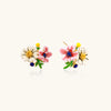 Enamel floral stud earrings in gold-tone