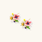 Gold-tone flower cluster studs detail