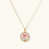 Gold-tone enamel rose pendant necklace with pearl centre