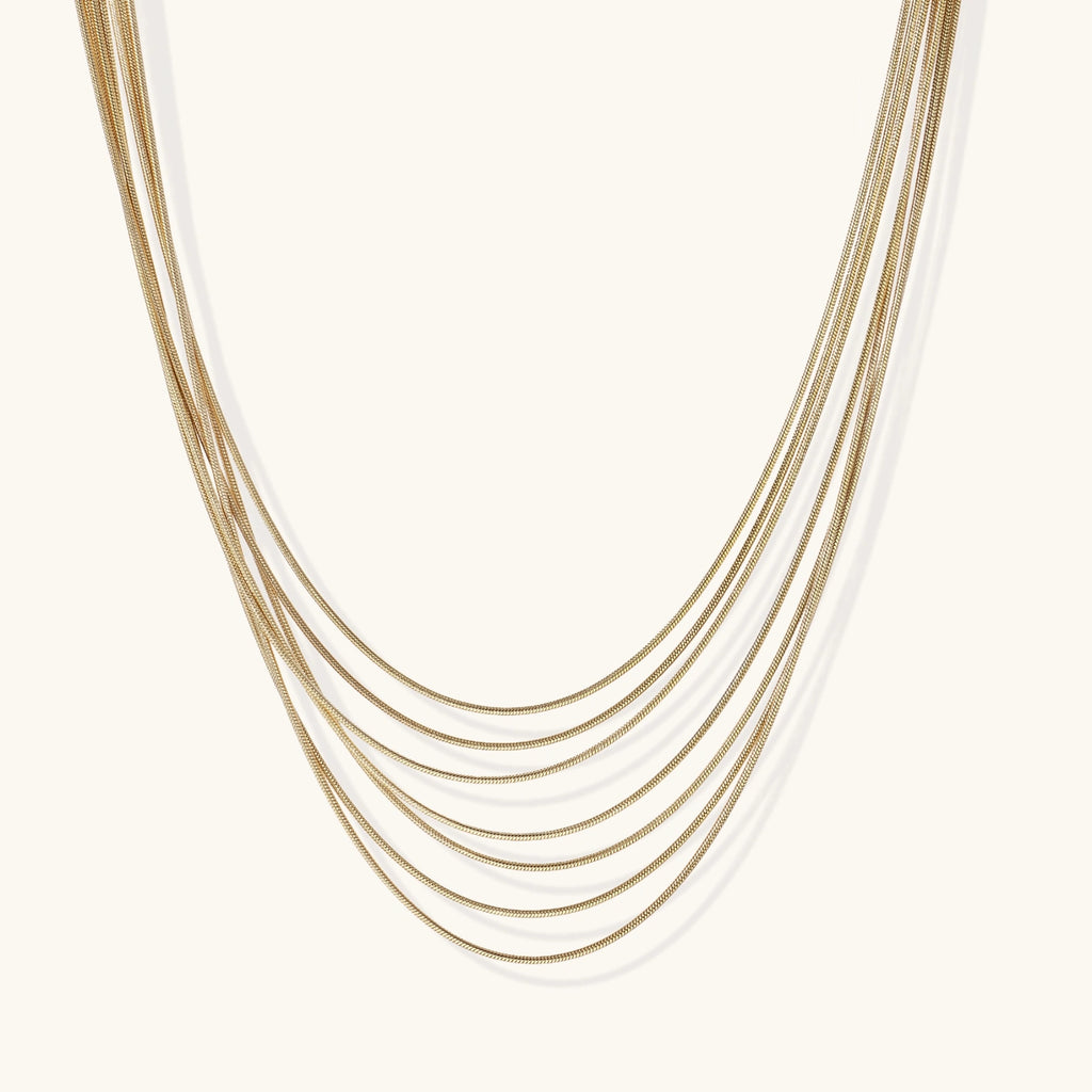Gold-tone seven-strand layered necklace