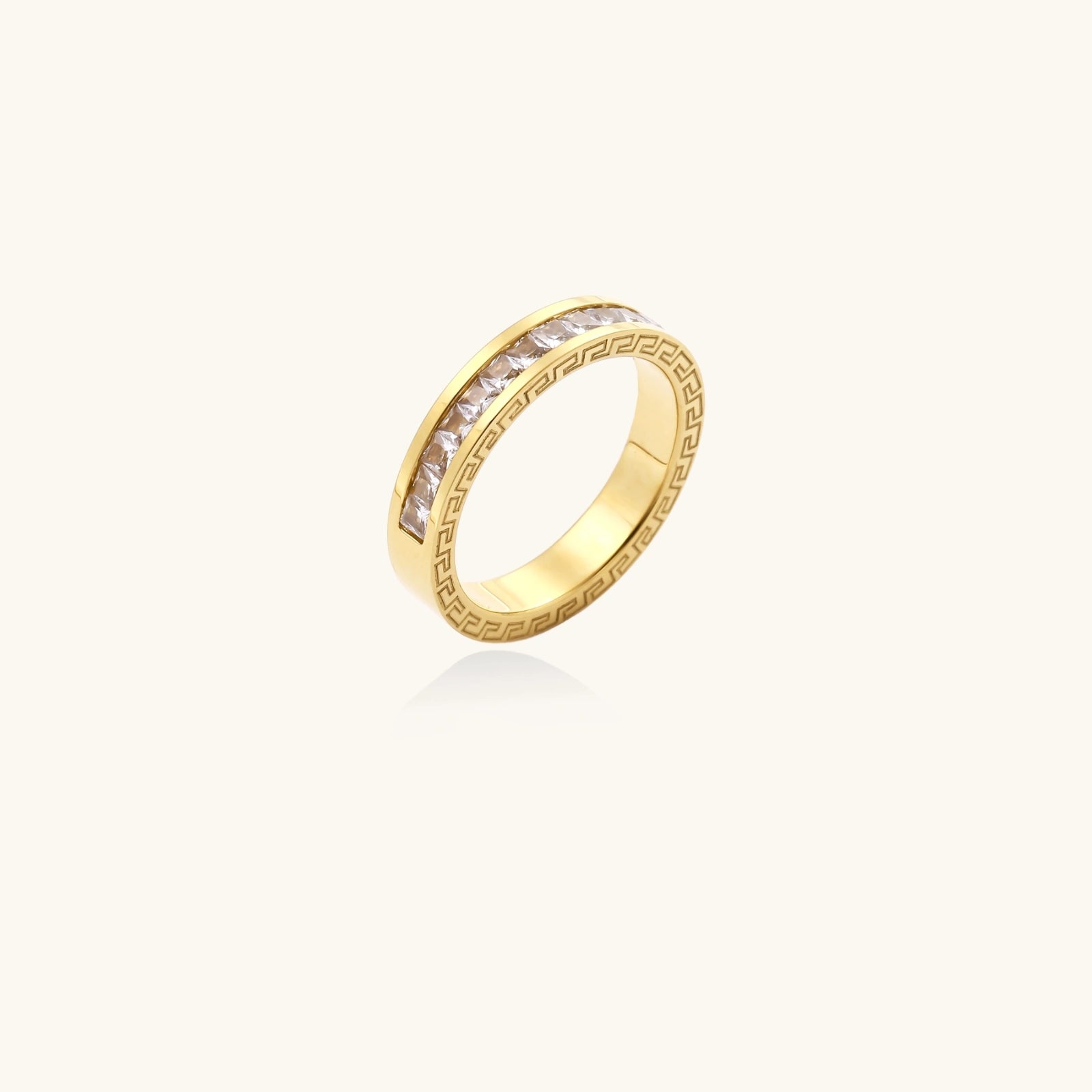 Celestial Band Ring in gold-tone with Greek key motif