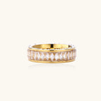 Double-row crystal band ring close-up detail
