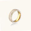 Gold-tone eternity ring with double row of cubic zirconia