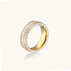 Gold-tone eternity ring with double row of cubic zirconia