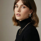 Pearl geometry earrings side view