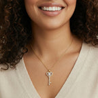 Heart key pendant necklace detail