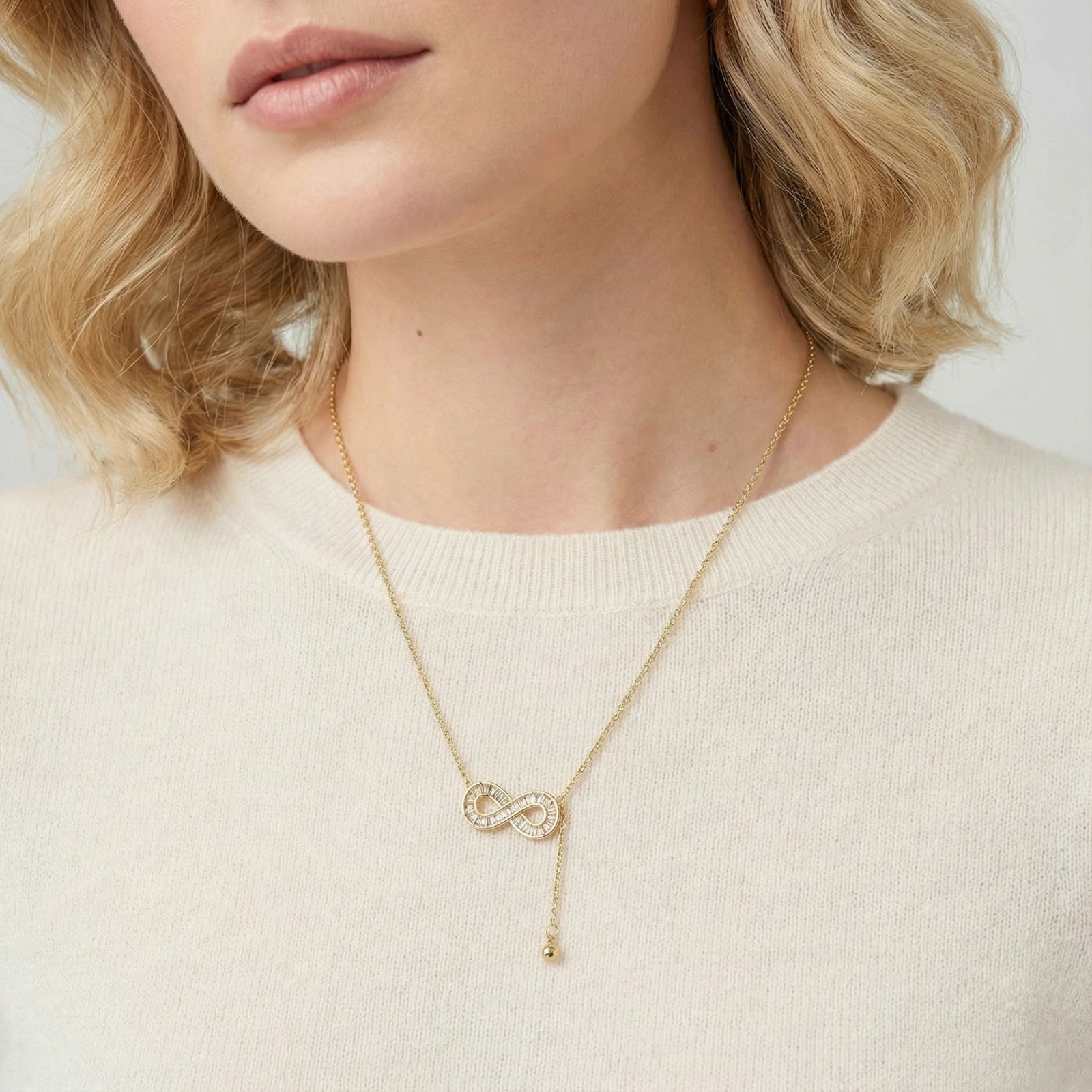 Infinity pendant necklace detail