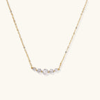 Golden arc zirconia necklace in gold-tone on fine chain