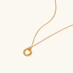 Interlocking circles knot necklace close-up