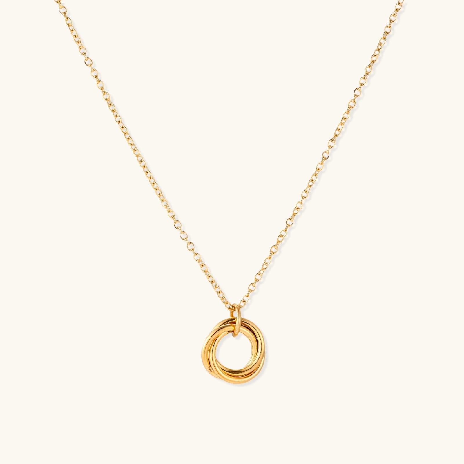 Gold-tone knot necklace with three interlocking circles