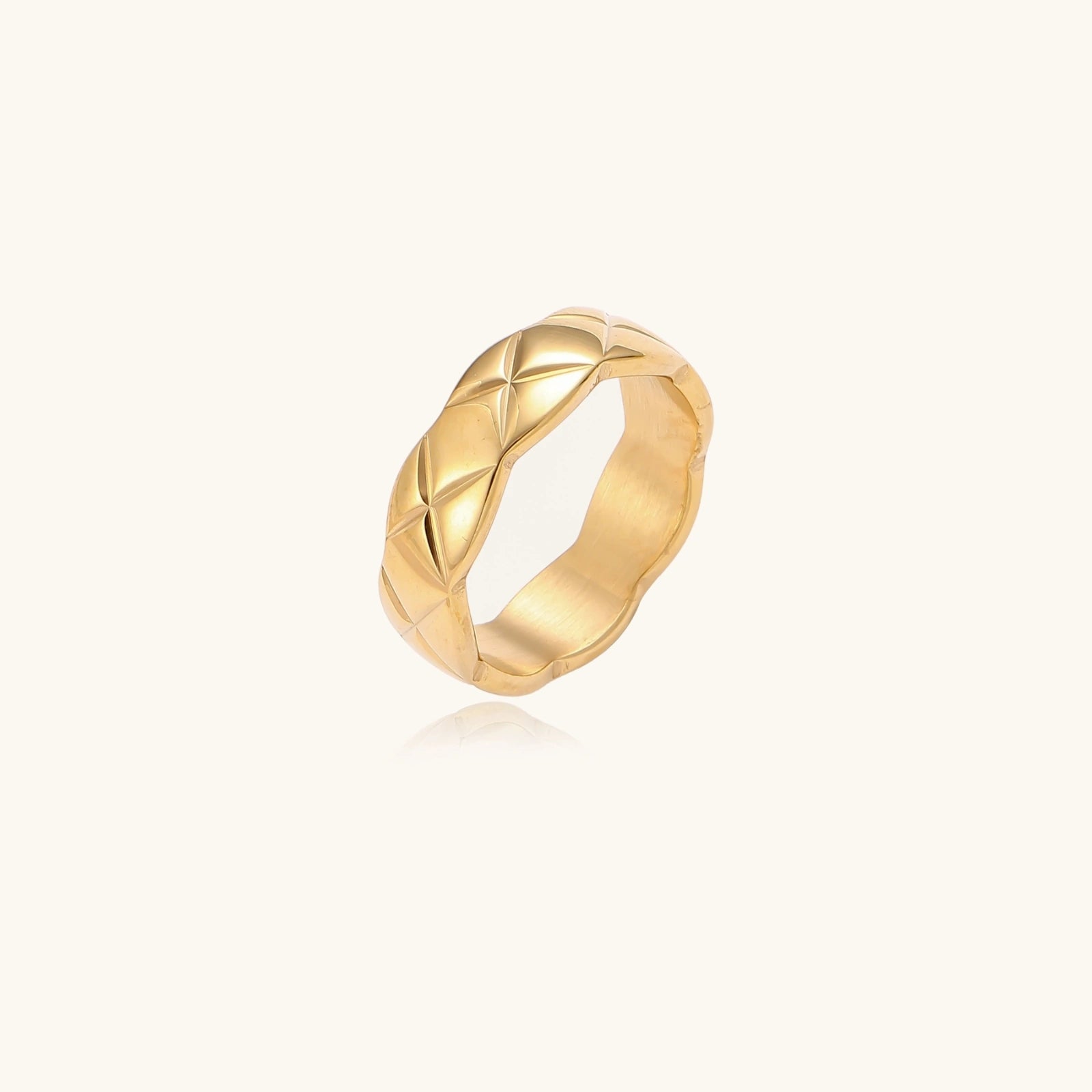 Gold-tone twisted braided band ring close-up
