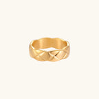 Gold-tone braided statement ring detail of rope texture