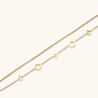 Lucky star charm bracelet double chain detail