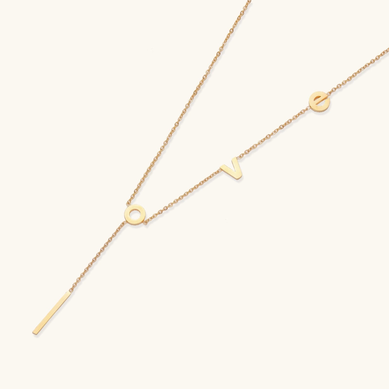 Love Letter lariat necklace close-up