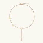 Lariat necklace letter charms detail