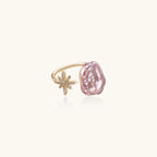 Adjustable gold-tone pearl star ring close-up