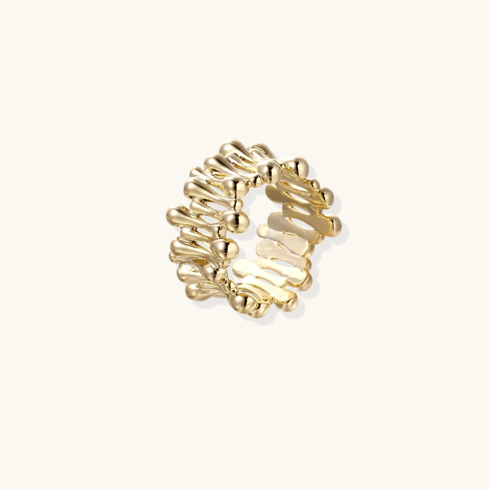 Gold-tone sculptural petal wrap statement ring