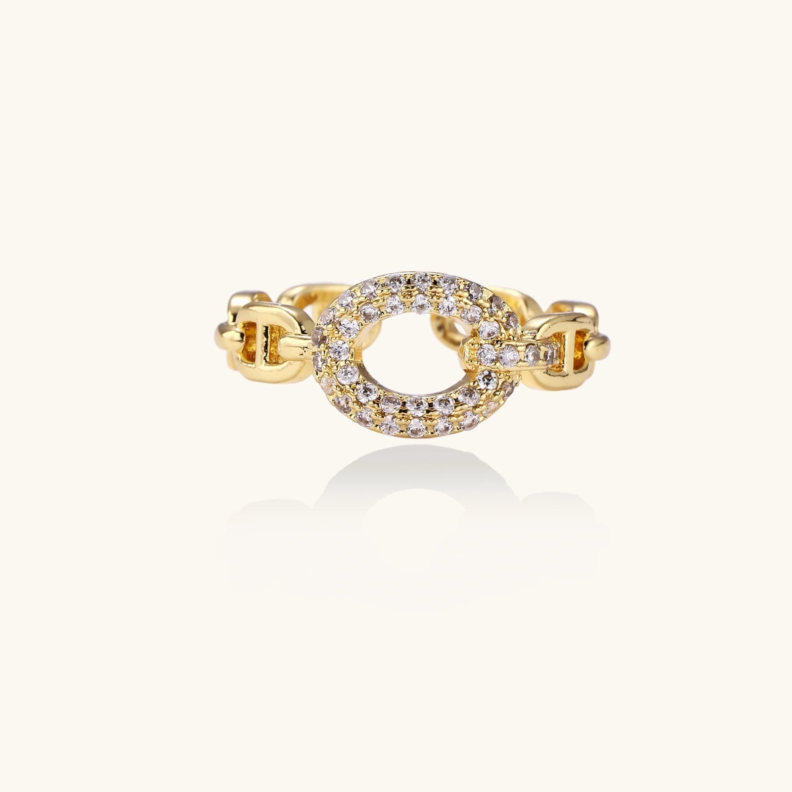 Chain-link statement ring close-up detail