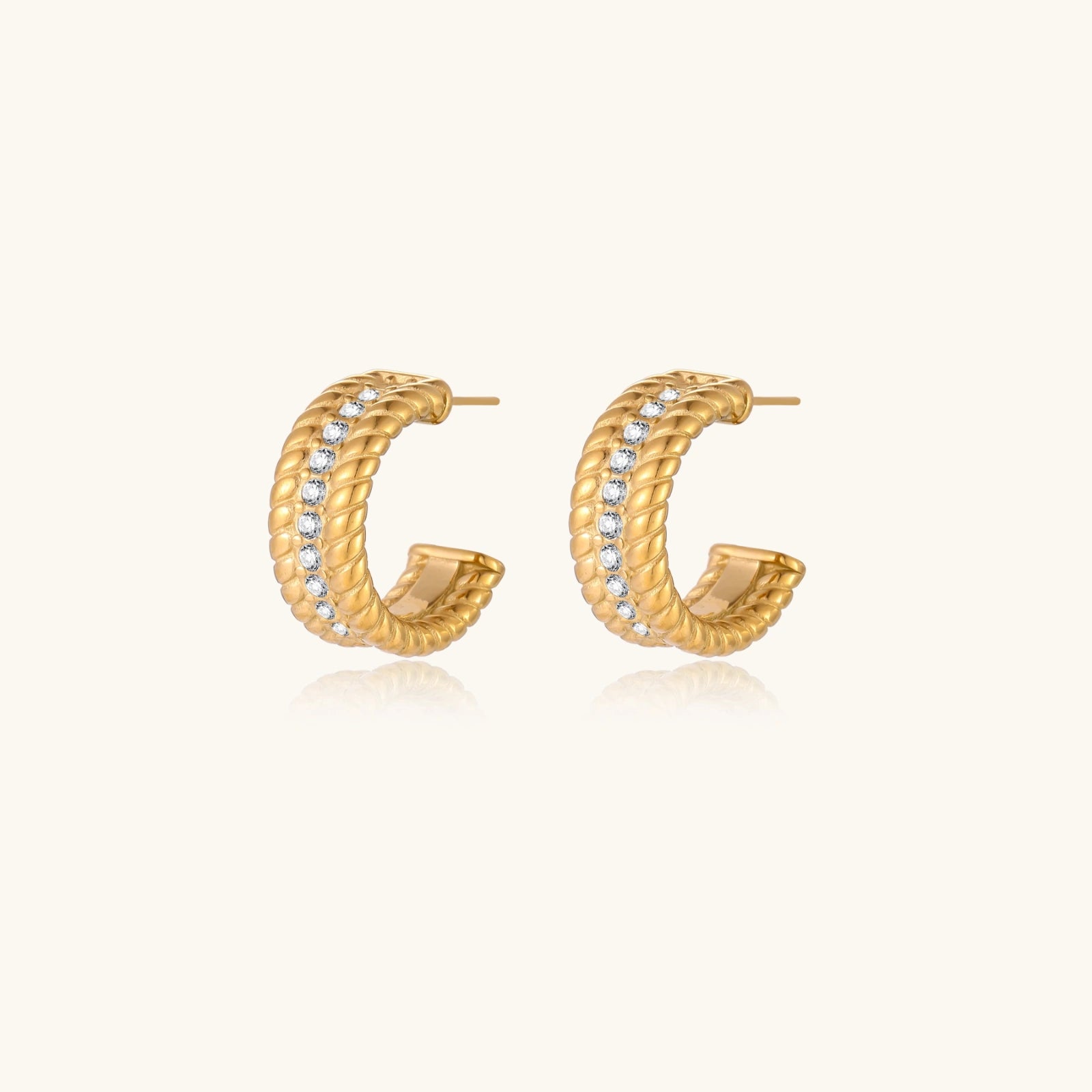 Chunky gold-tone hoops side view