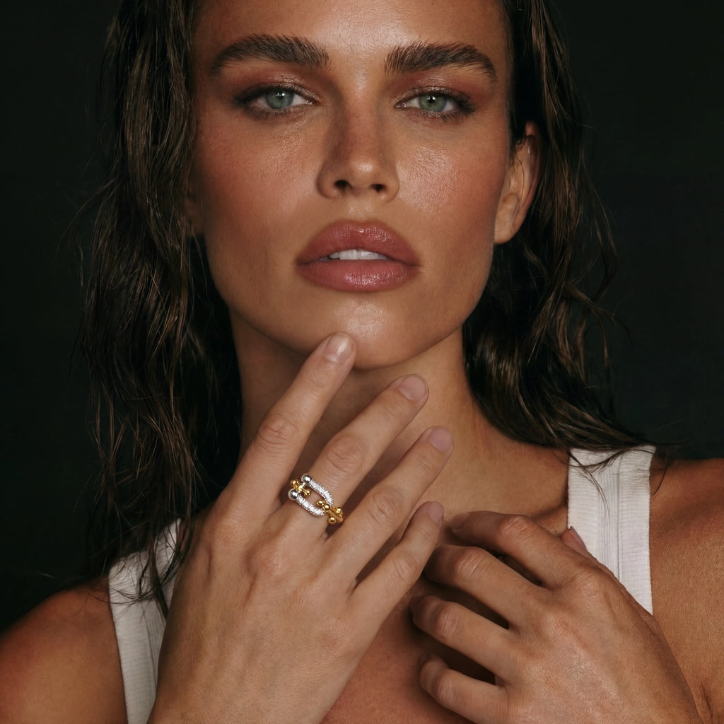 Gold-tone statement ring styled view