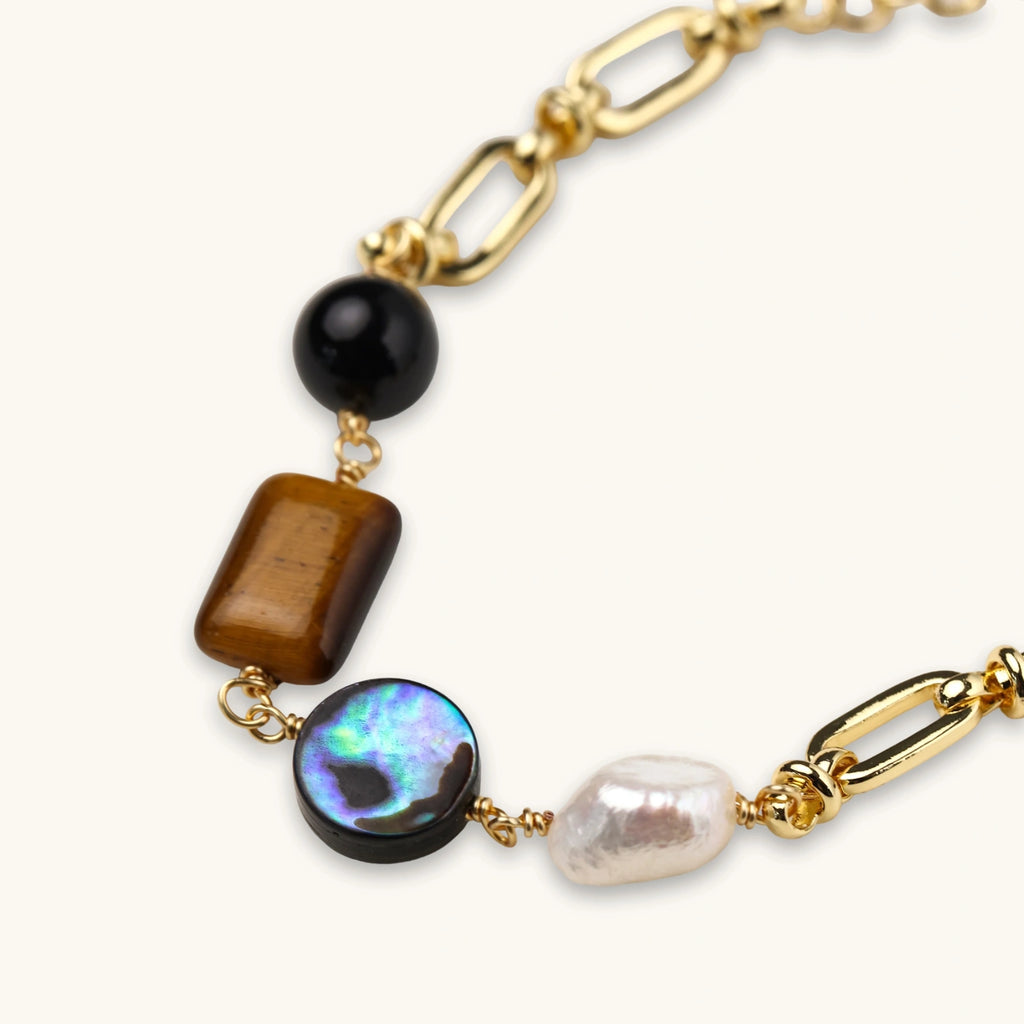 Earth Elements bracelet pearl and abalone detail