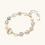 Baroque pearl and quartz bracelet in gold-tone