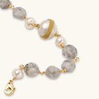 Pearl quartz beaded bracelet close-up