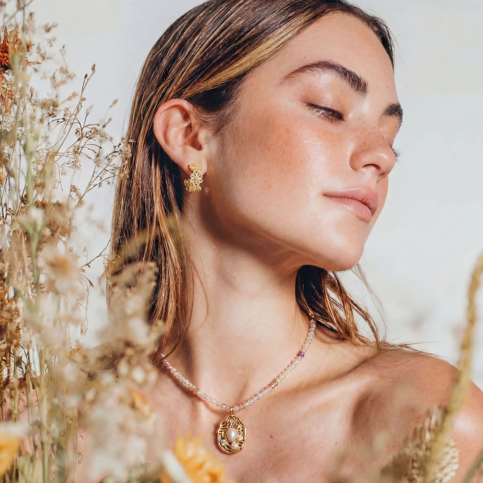 Bloom filigree hoops shown as a pair