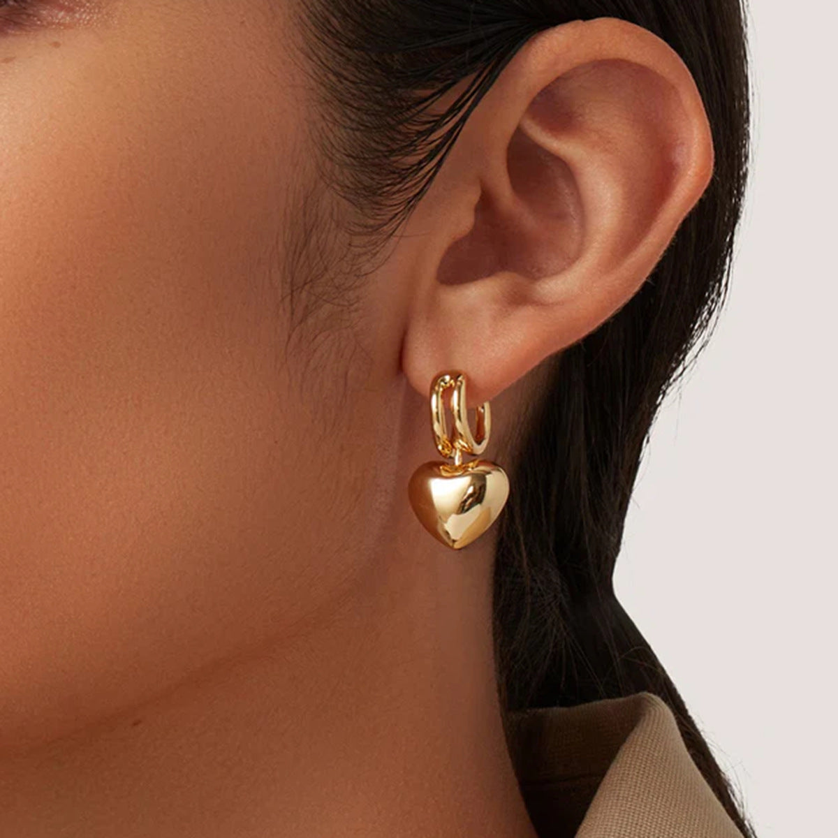 Heart studs shown on model