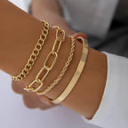Gold-tone chain bracelet set close-up