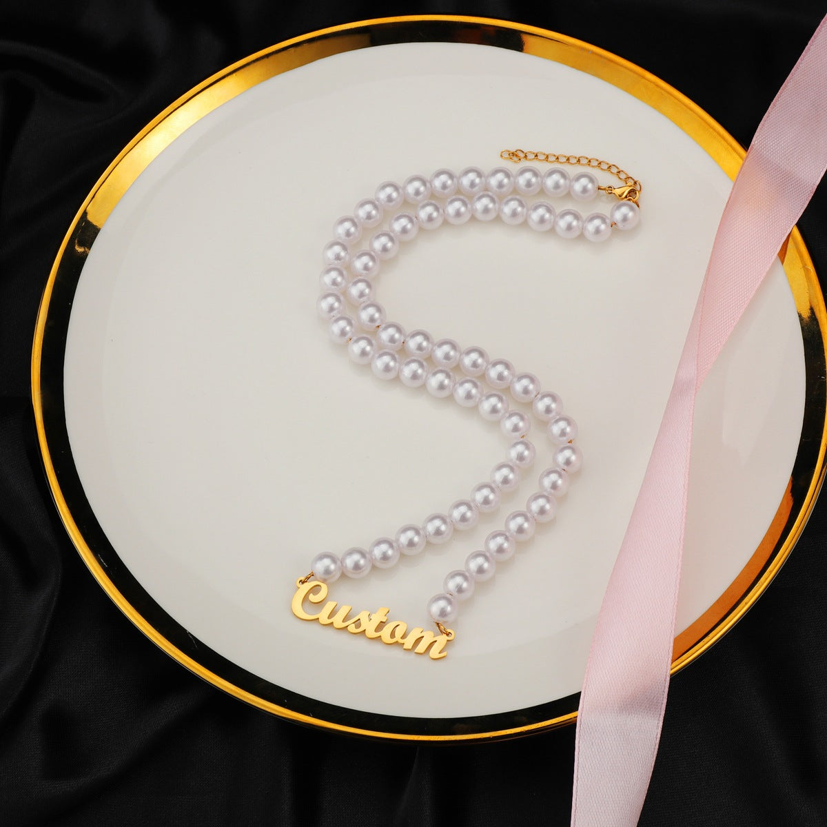 Pearl Chain Name Necklace
