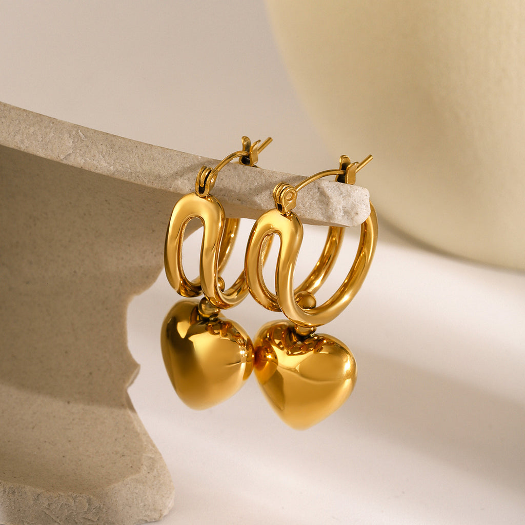 Heart stud earrings styled