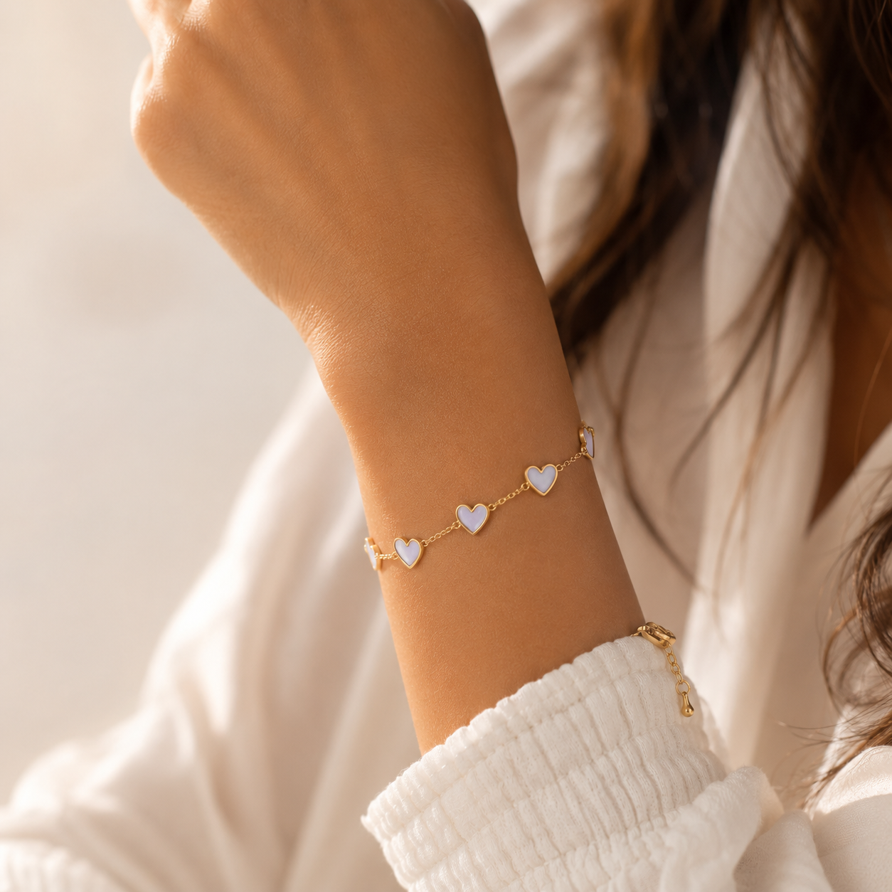 Enamel heart charm close-up