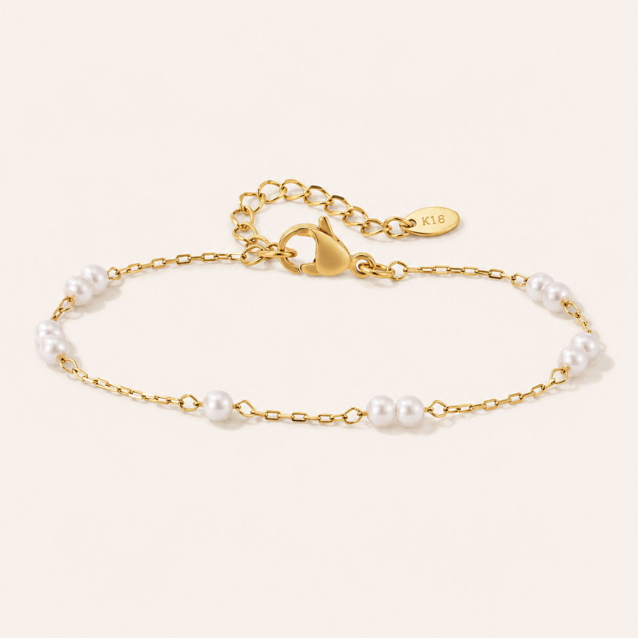 Pearl bracelet on white background