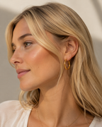 Hoop earrings shown on model