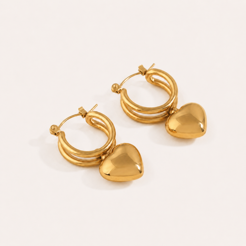 Heart stud earrings close-up