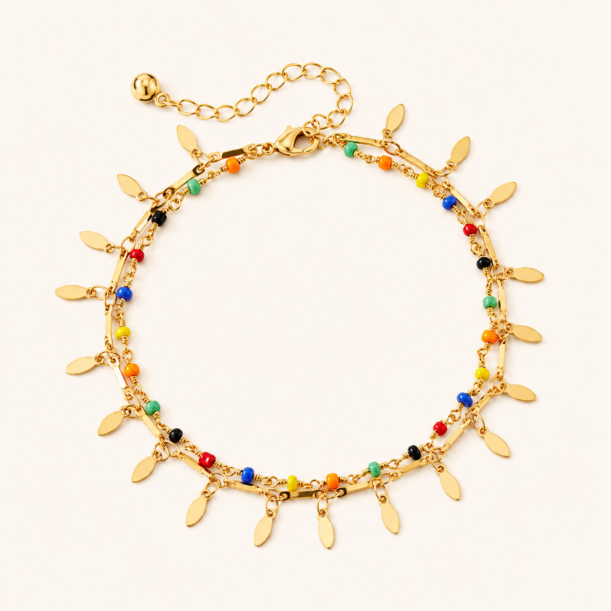 Layered anklet close-up