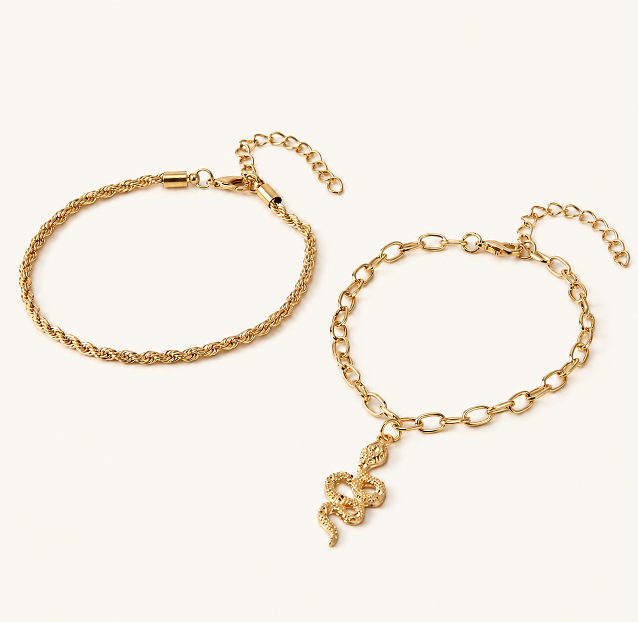Snake charm anklet close-up
