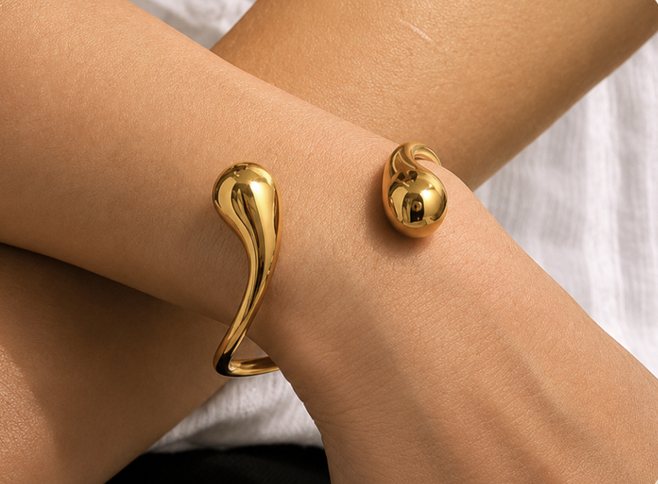 Cuff bracelet shown on wrist