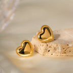 Heart stud earrings angled view