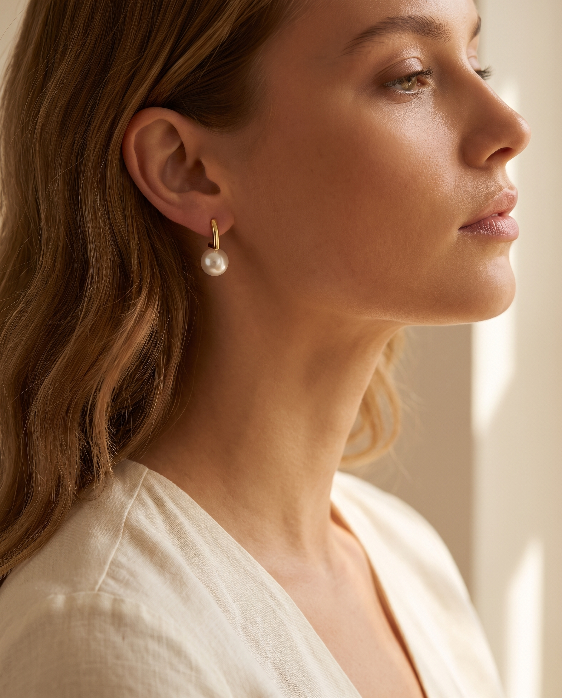 Dainty Round Pearl Stud Earrings