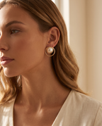 Minimalist Geometric Pearl Stud Earrings