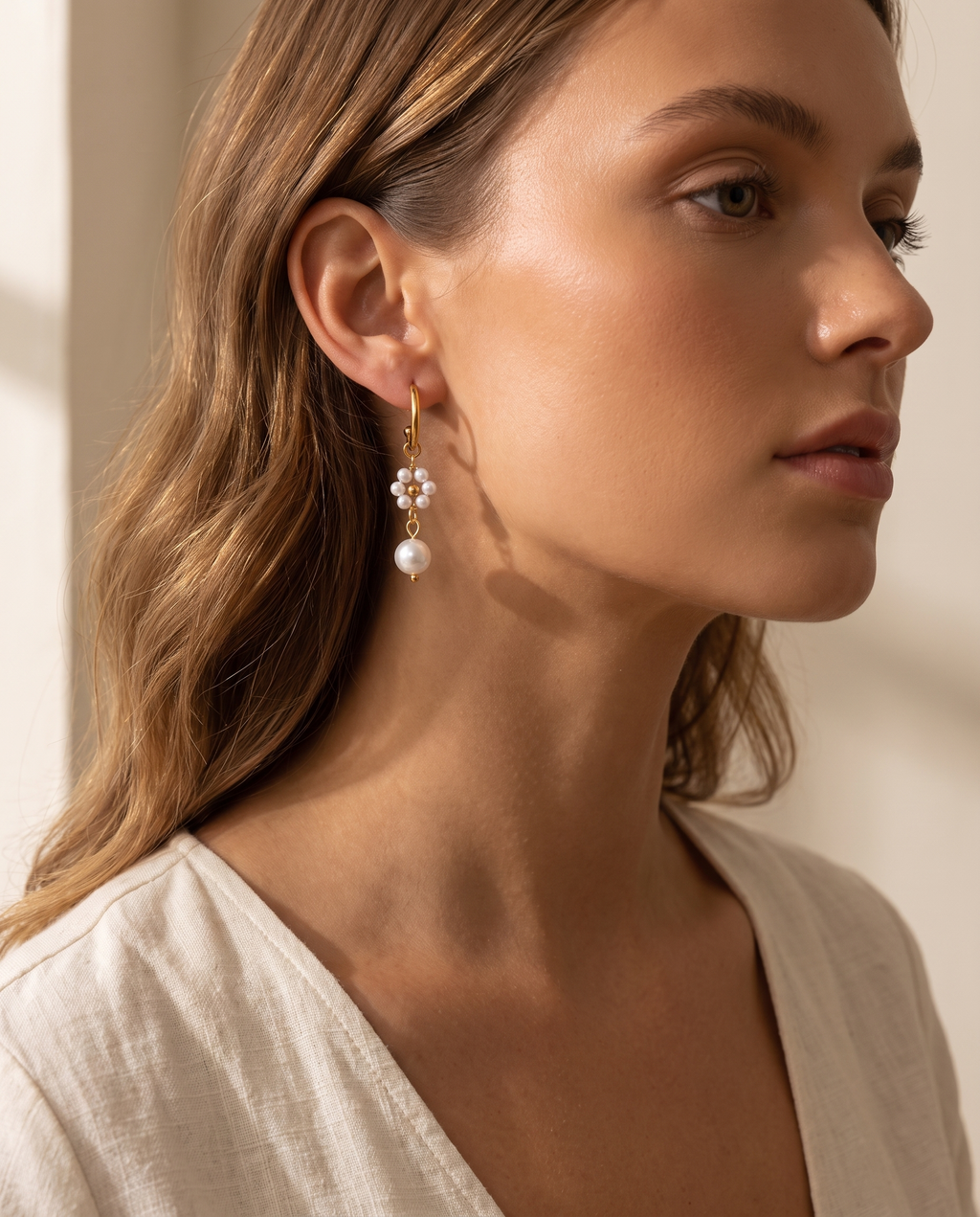 Floral Pearl Stud Earrings
